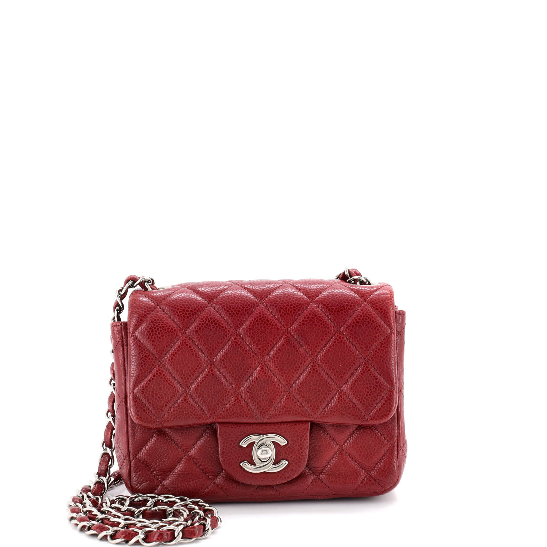 Vintage Square Classic Single Flap Bag Quilted Caviar Mini