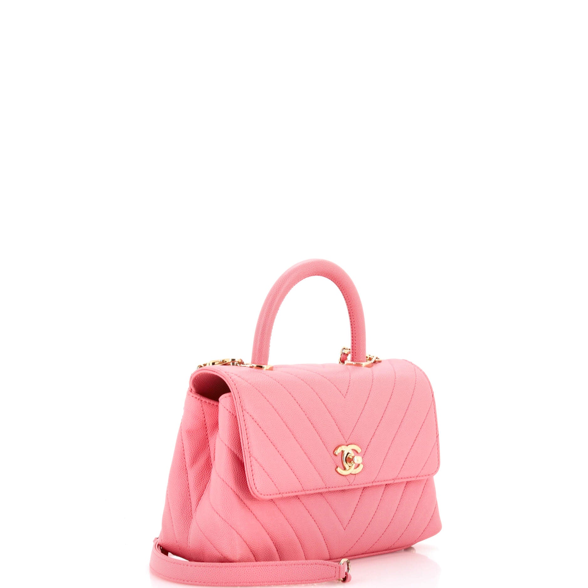 Coco Top Handle Bag Chevron Caviar Mini