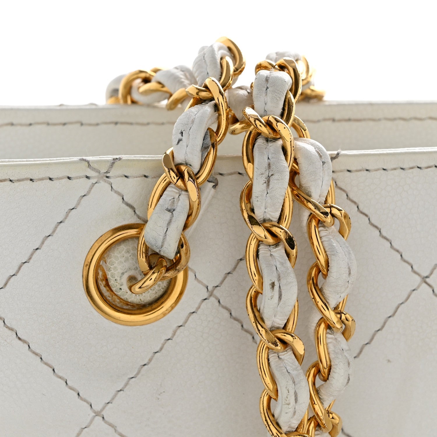 Caviar Quilted Shoulder Bag White