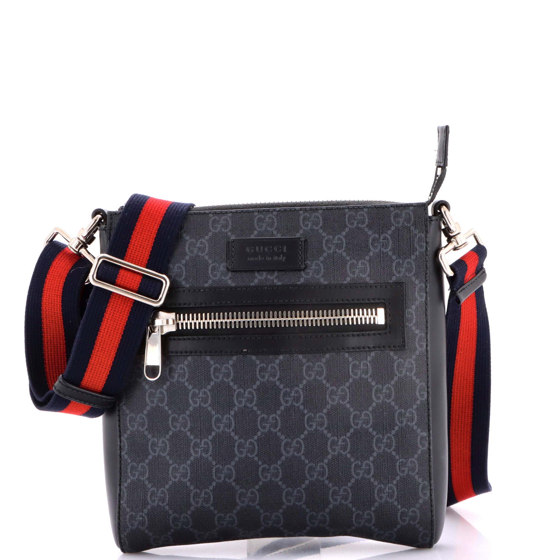 Web Strap Front Zip Messenger Bag GG Coated Canvas Small