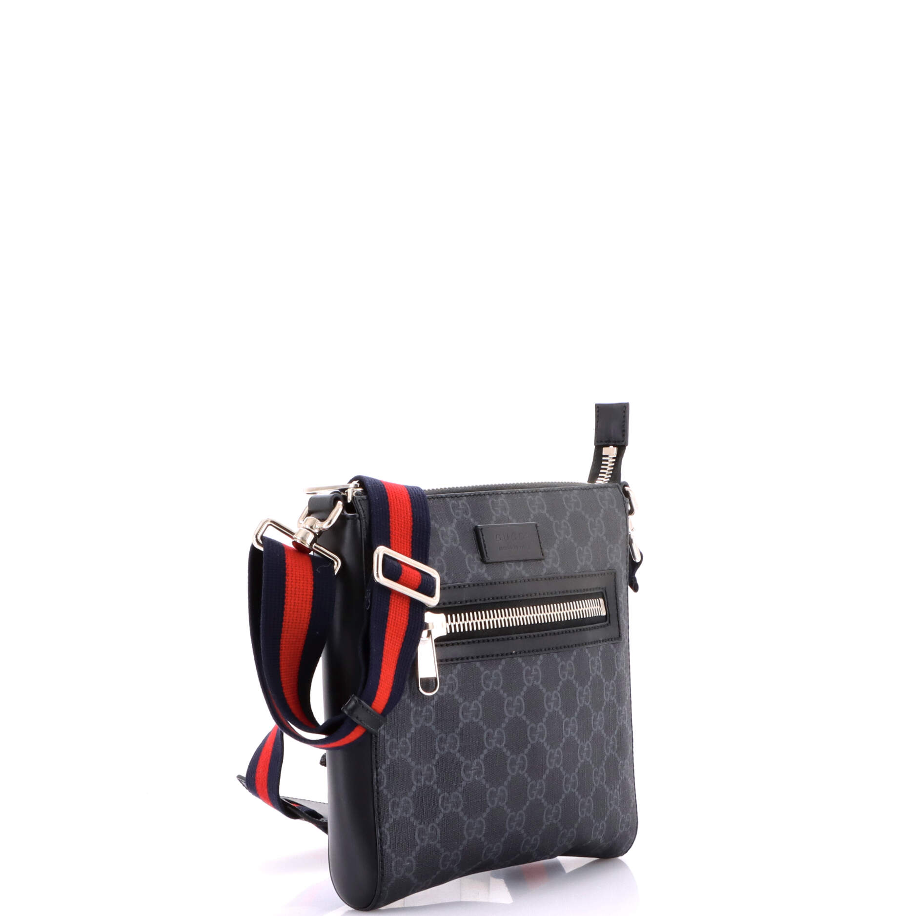 Web Strap Front Zip Messenger Bag GG Coated Canvas Small