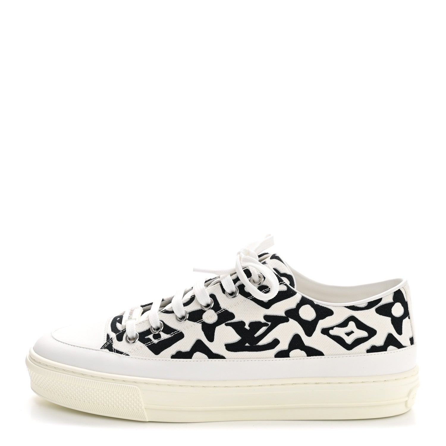 X UF Calfskin Tufted Monogram Stellar Sneakers 38 White Black