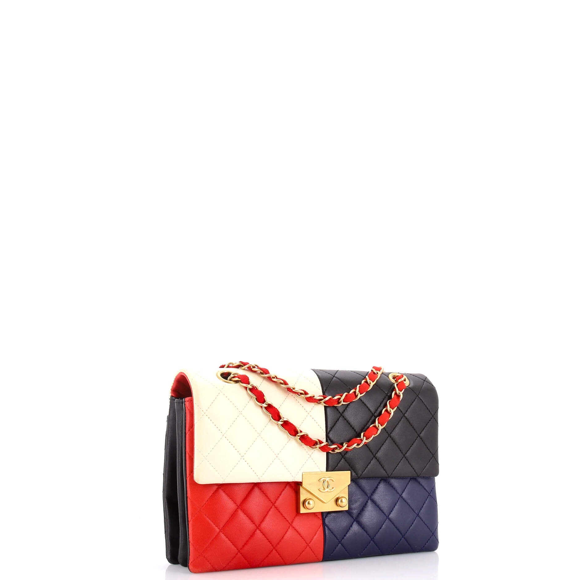CC Clasp Chain Flap Bag Multicolor Quilted Lambskin Medium