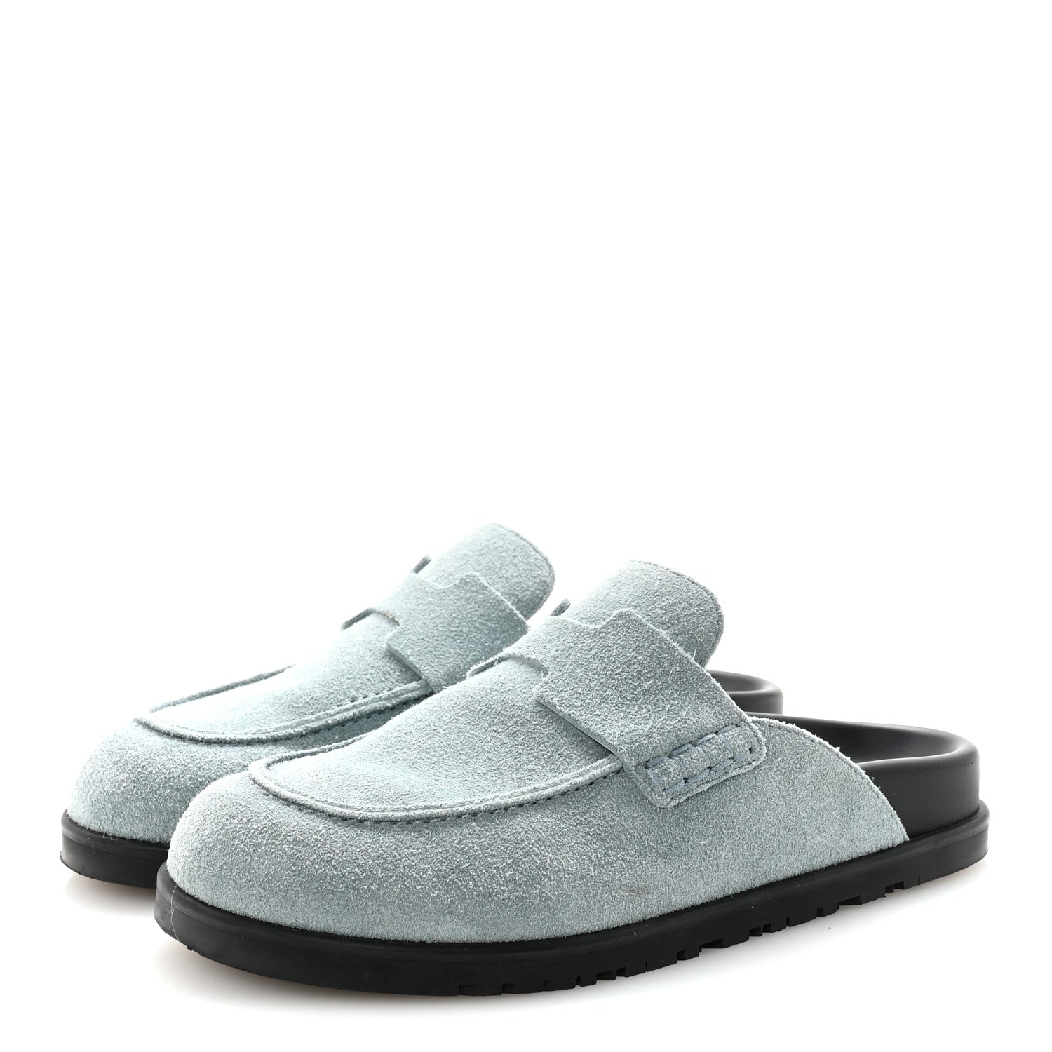 Suede Calfskin Womens Go Mules 36 Bleu Pinede