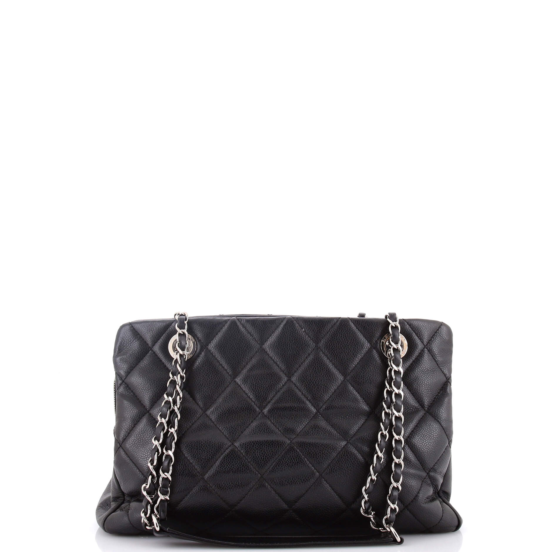 Timeless CC Shopping Tote Quilted Caviar Medium