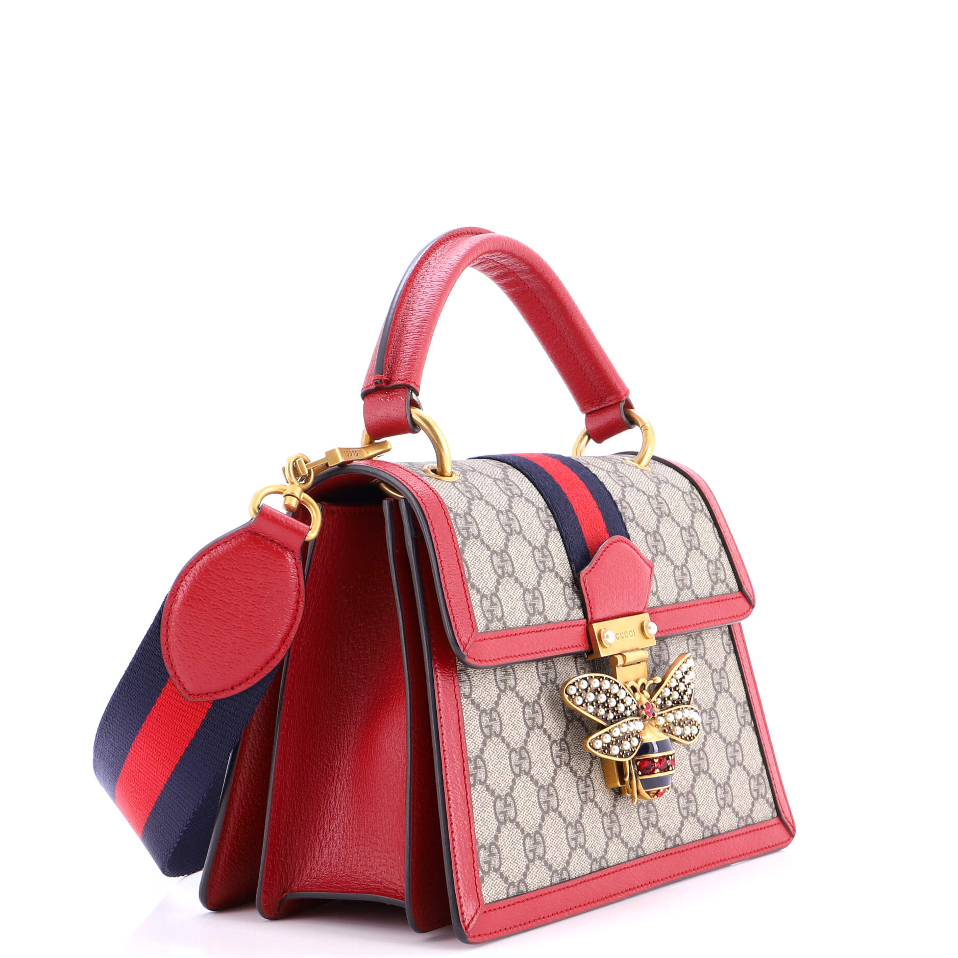 Queen Margaret Top Handle Bag GG Coated Canvas with Leather Small