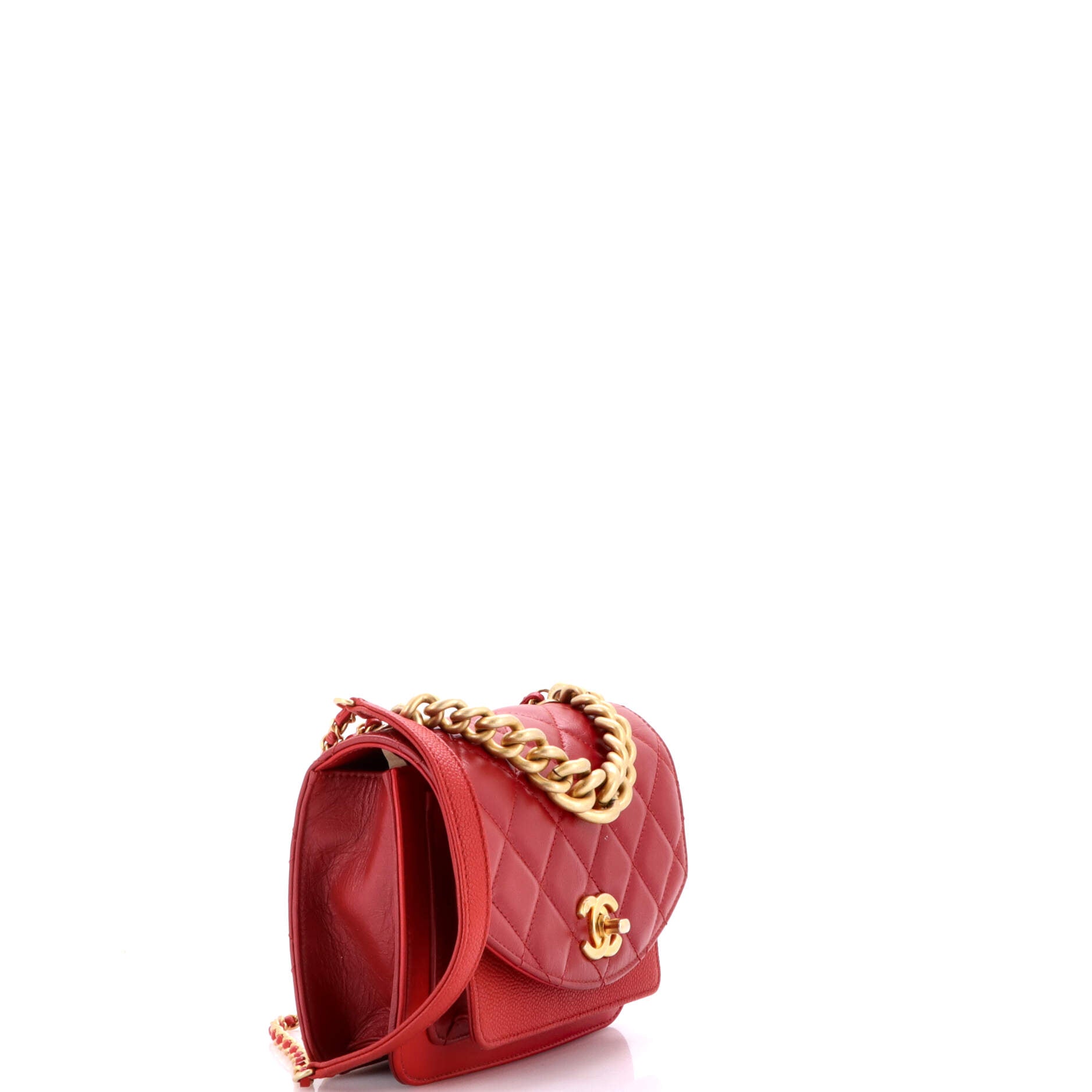Chain Handle Flap Bag Quilted Calfskin with Caviar Mini