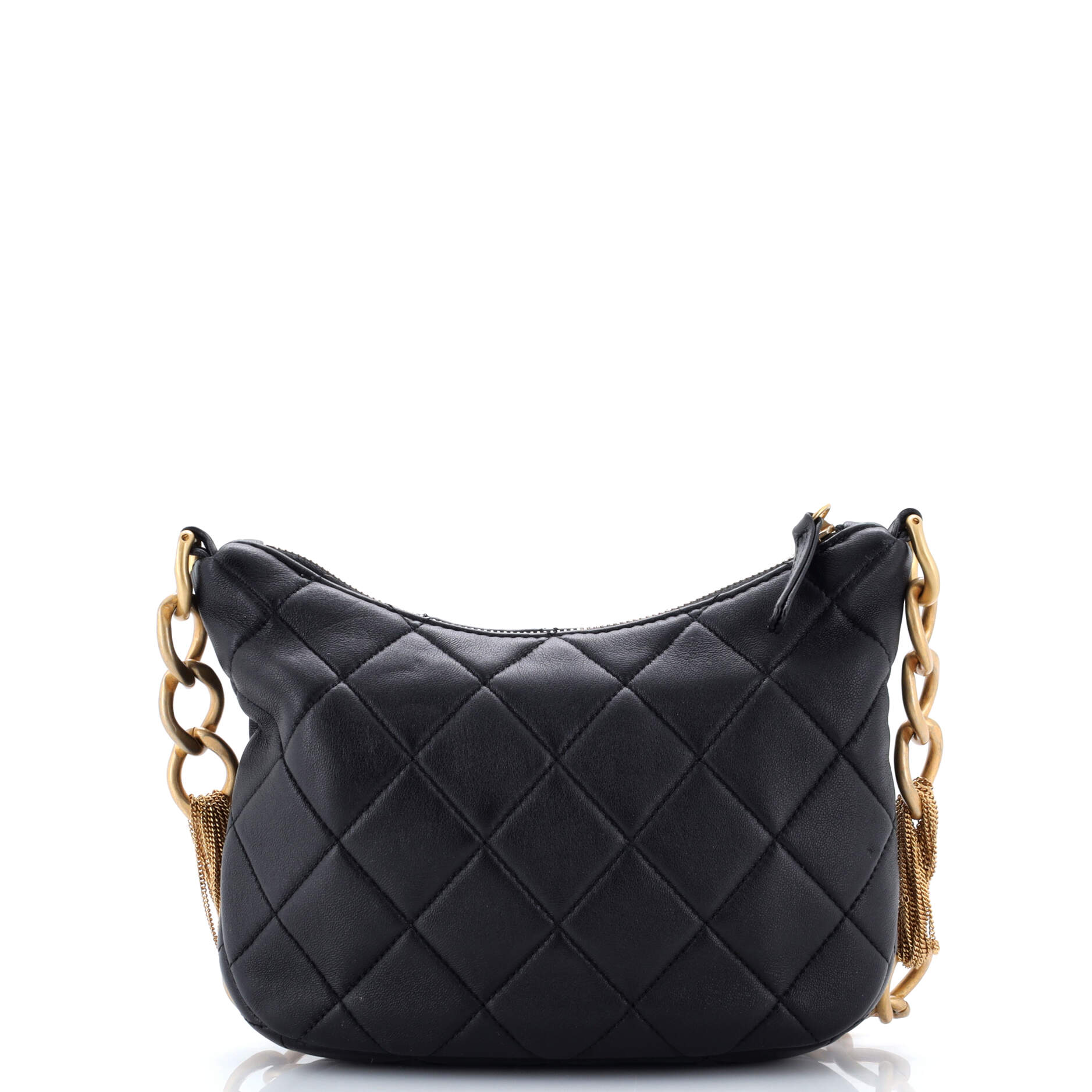 CC Mixed Chain Link Zip Hobo Quilted Lambskin