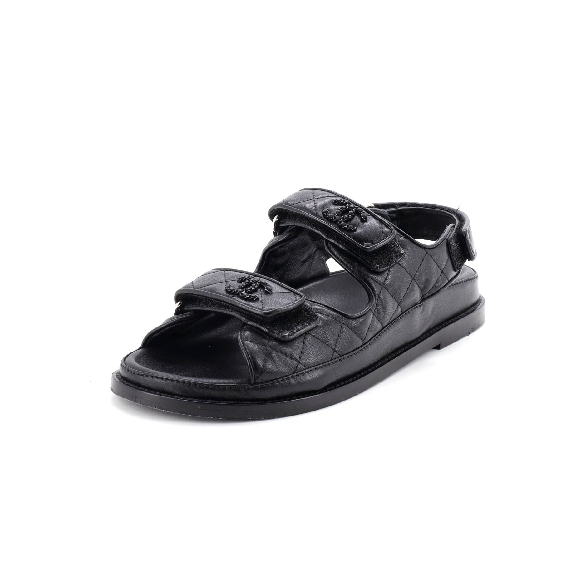 Women's Velcro Dad Sandals Quilted Leather