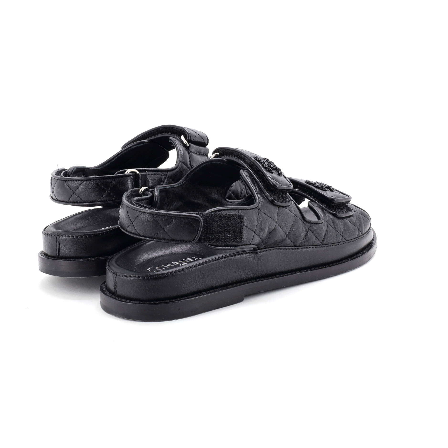 Women's Velcro Dad Sandals Quilted Leather