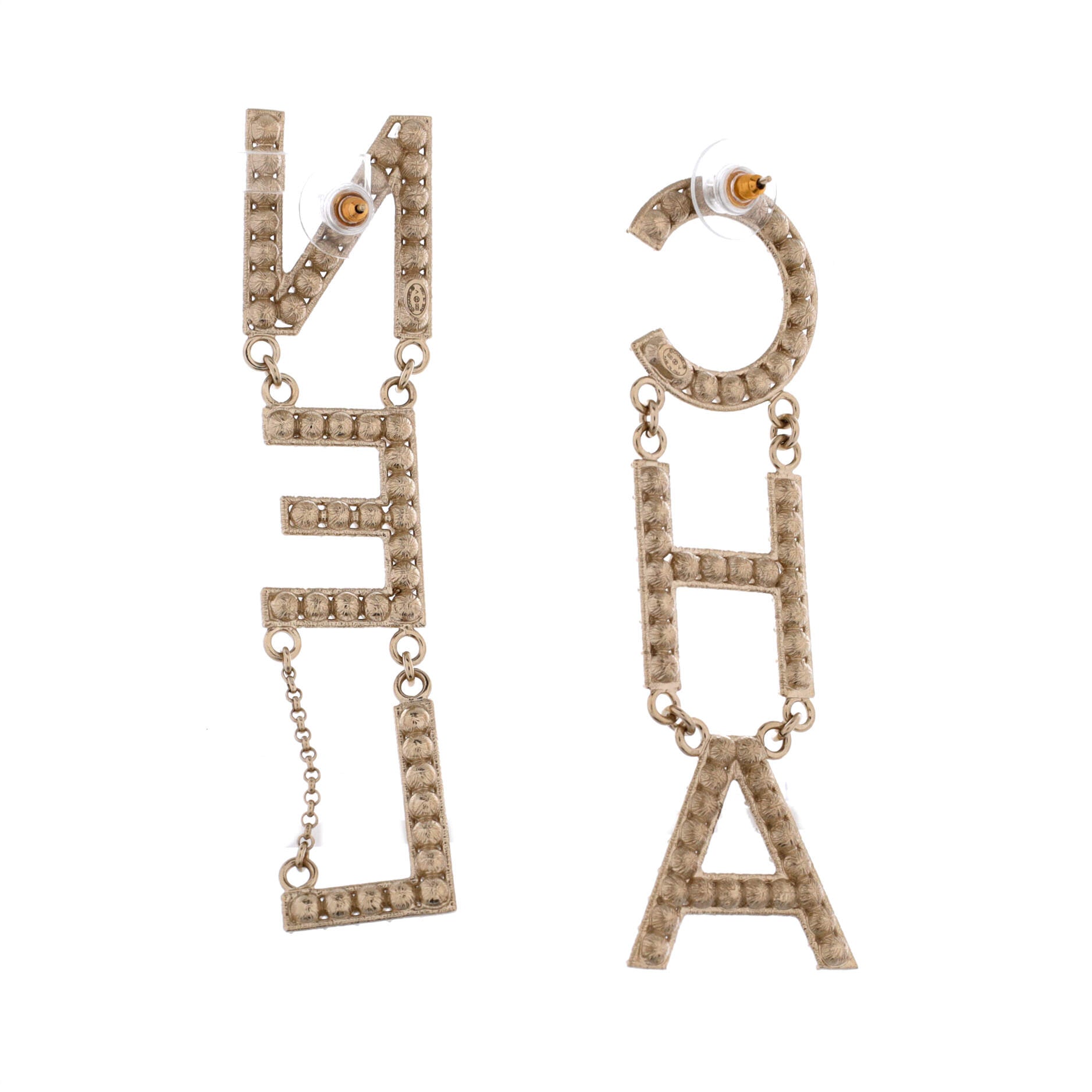 CHA-NEL Drop Earrings Metal with Crystals