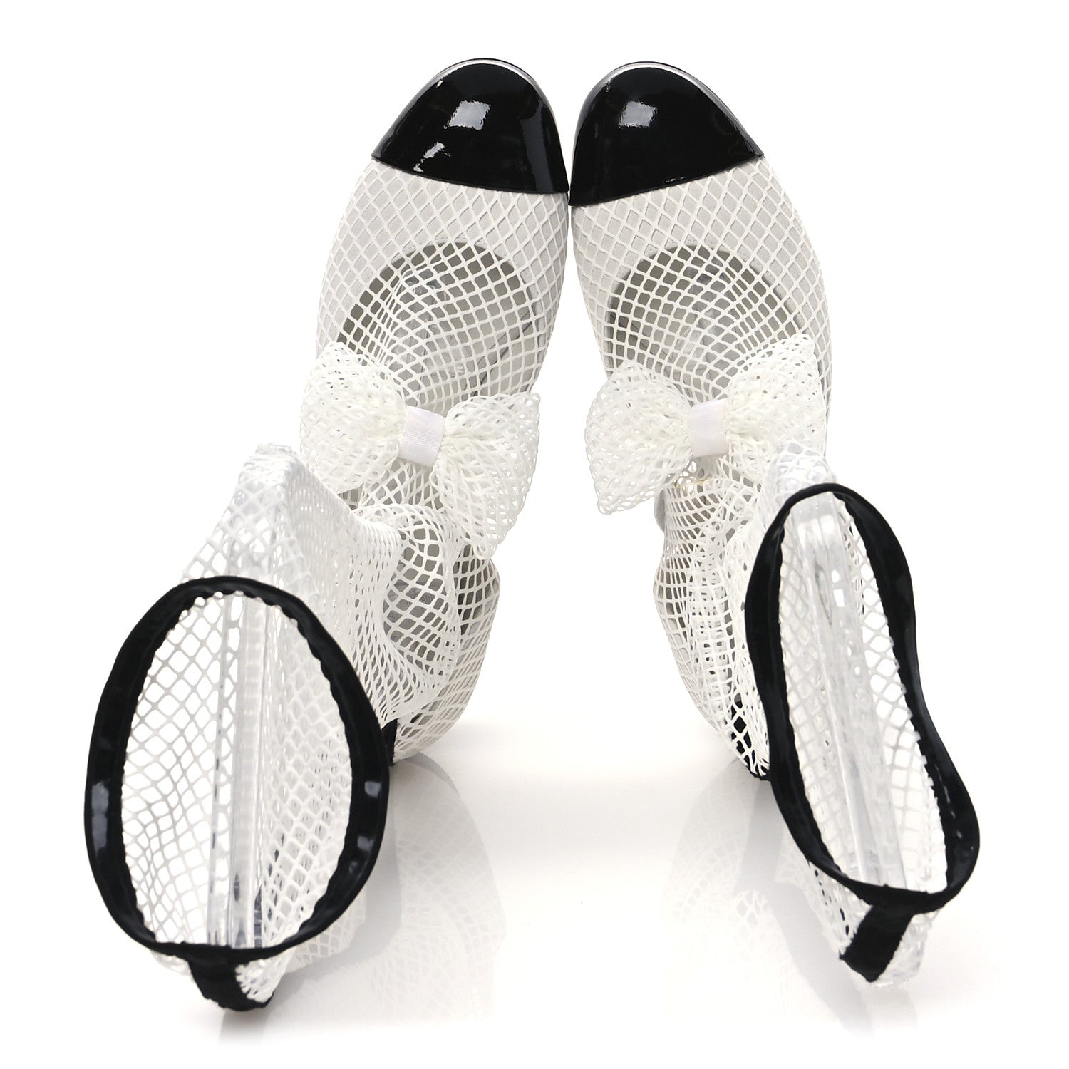 Mesh Kid Suede Patent Mary Jane Short Boots 39 White Black