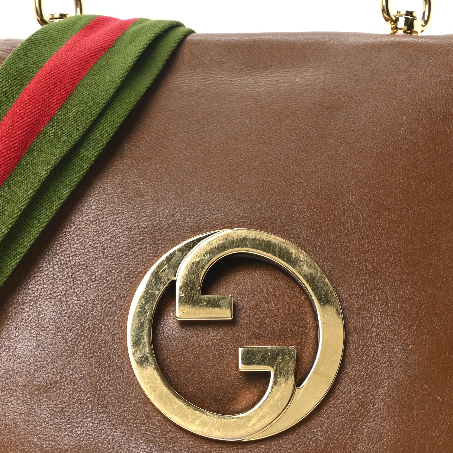 Roxy Calfskin Web Medium Blondie Shoulder Flap Bag Cuir