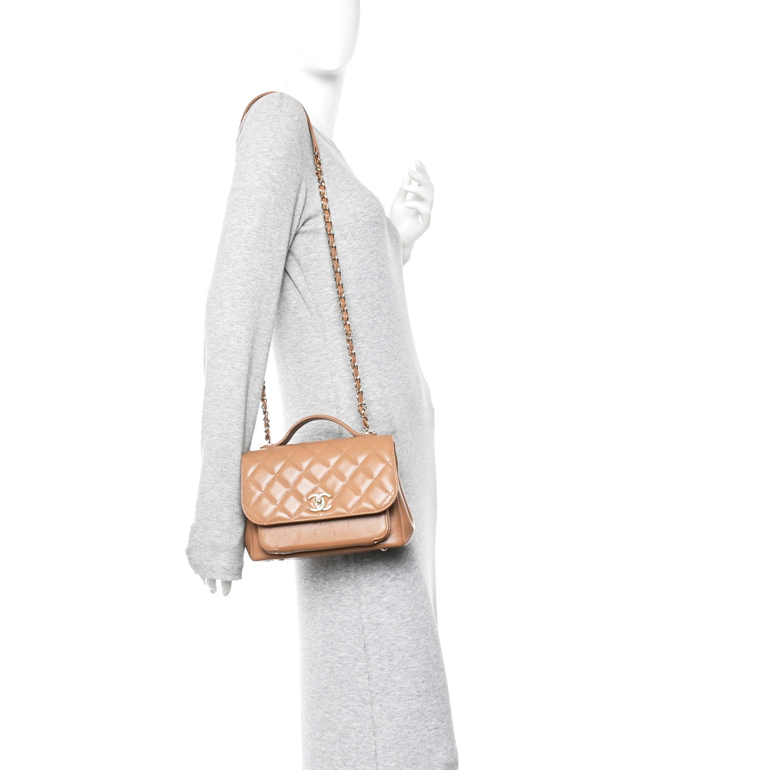 Caviar Quilted Medium Business Affinity Flap Beige