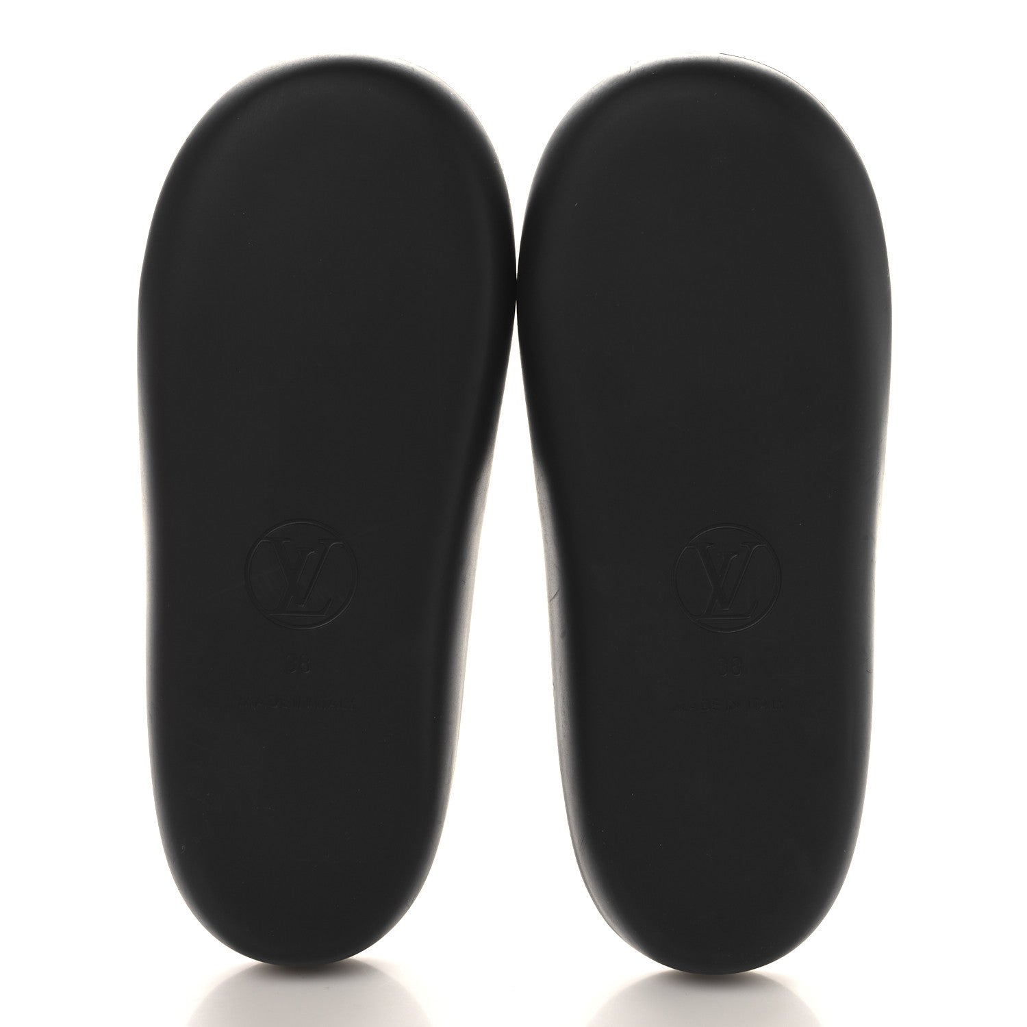 Calfskin Logo Sunbath Slide Sandals 38 Black