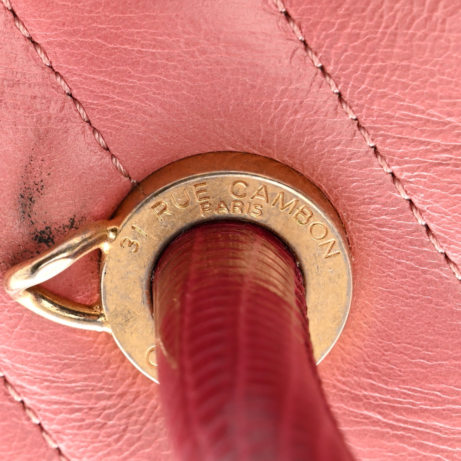 Calfskin Lizard Chevron Quilted Small Coco Handle Flap Pink