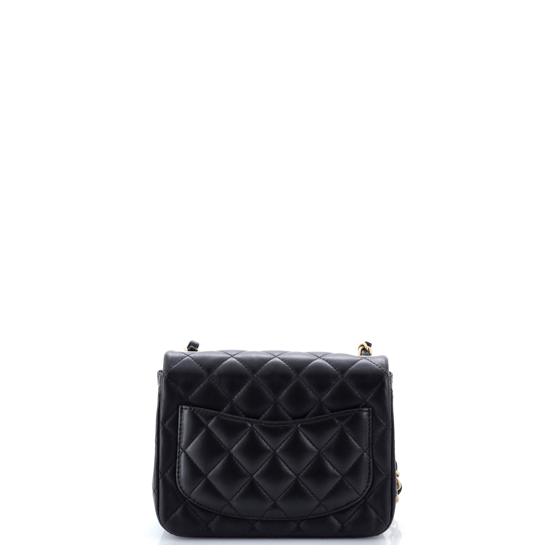 Square Classic Single Flap Bag Quilted Lambskin Mini
