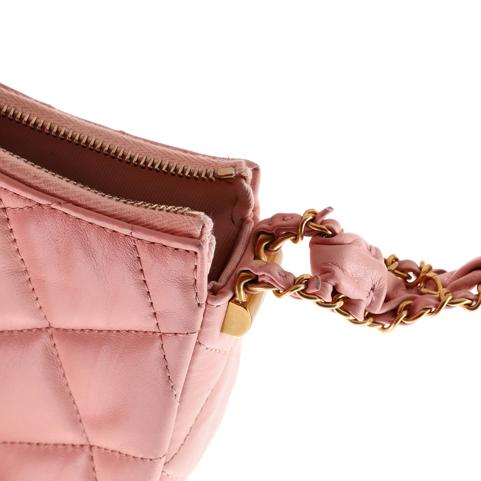 19 Zip Hobo Clutch with Chain Quilted Aged Calfskin