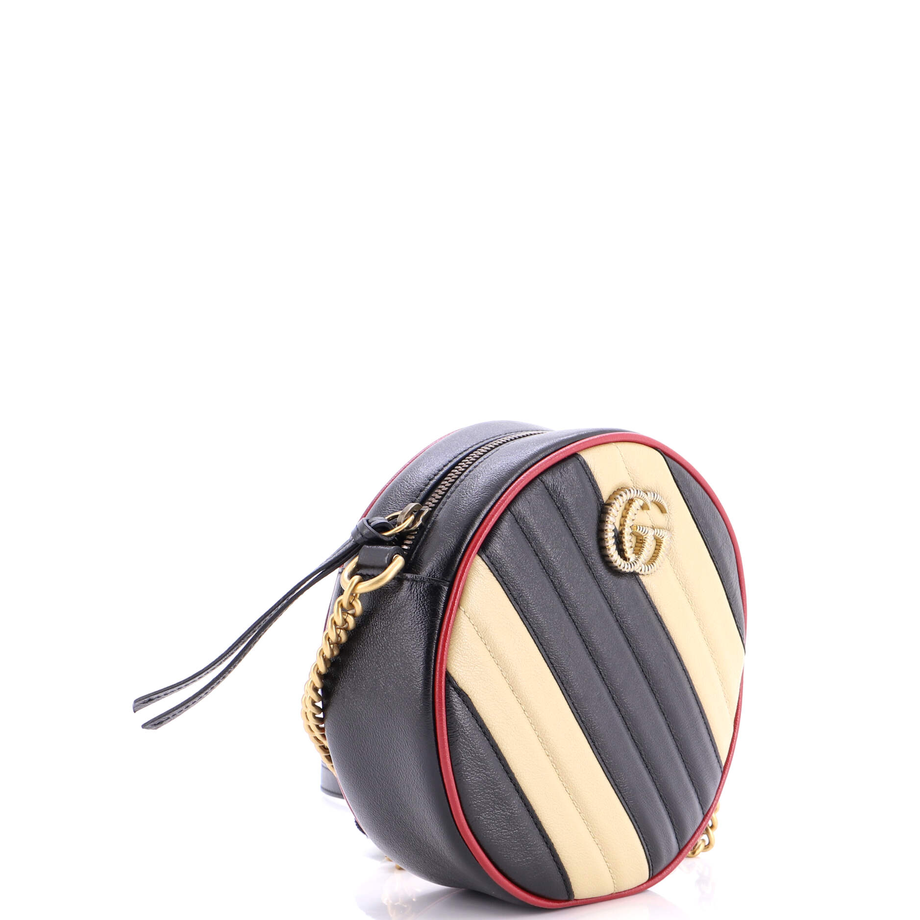GG Marmont Round Shoulder Bag Diagonal Quilted Leather Mini