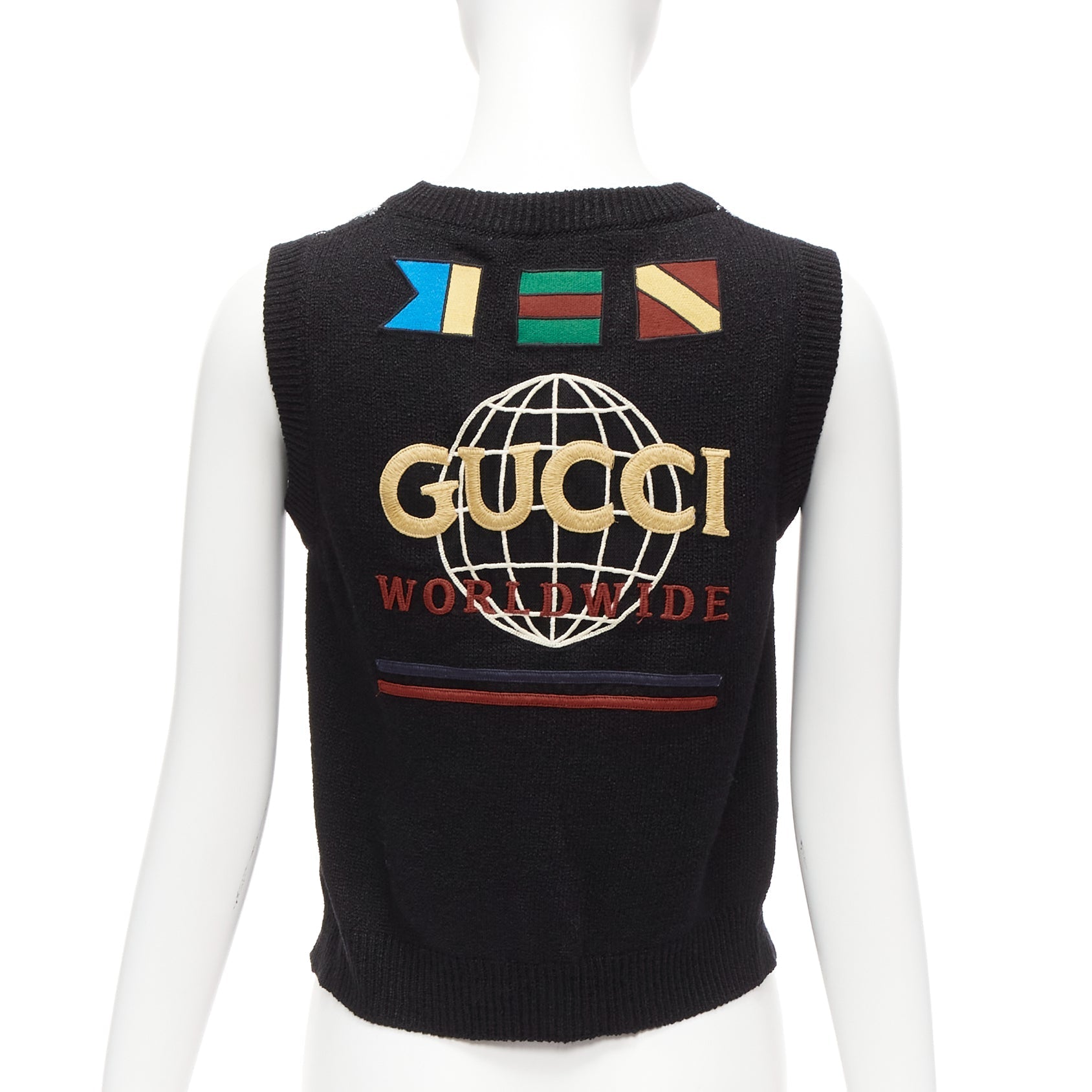 Women's Gucci silver diamong argyle floral embellished sweater vest