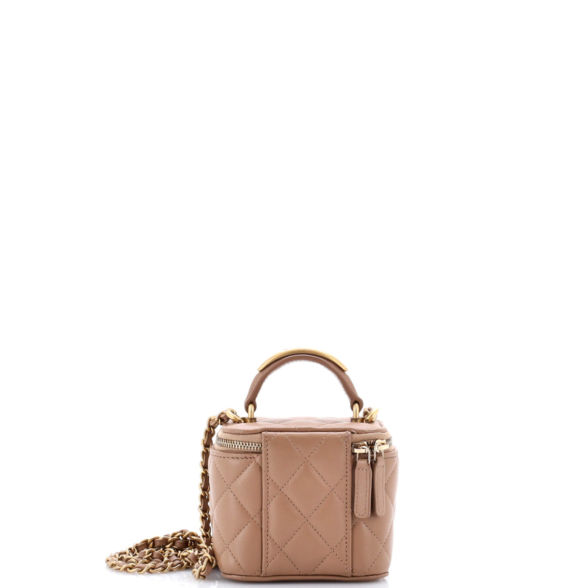 Classic Top Handle Vanity Case with Chain Quilted Lambskin Mini