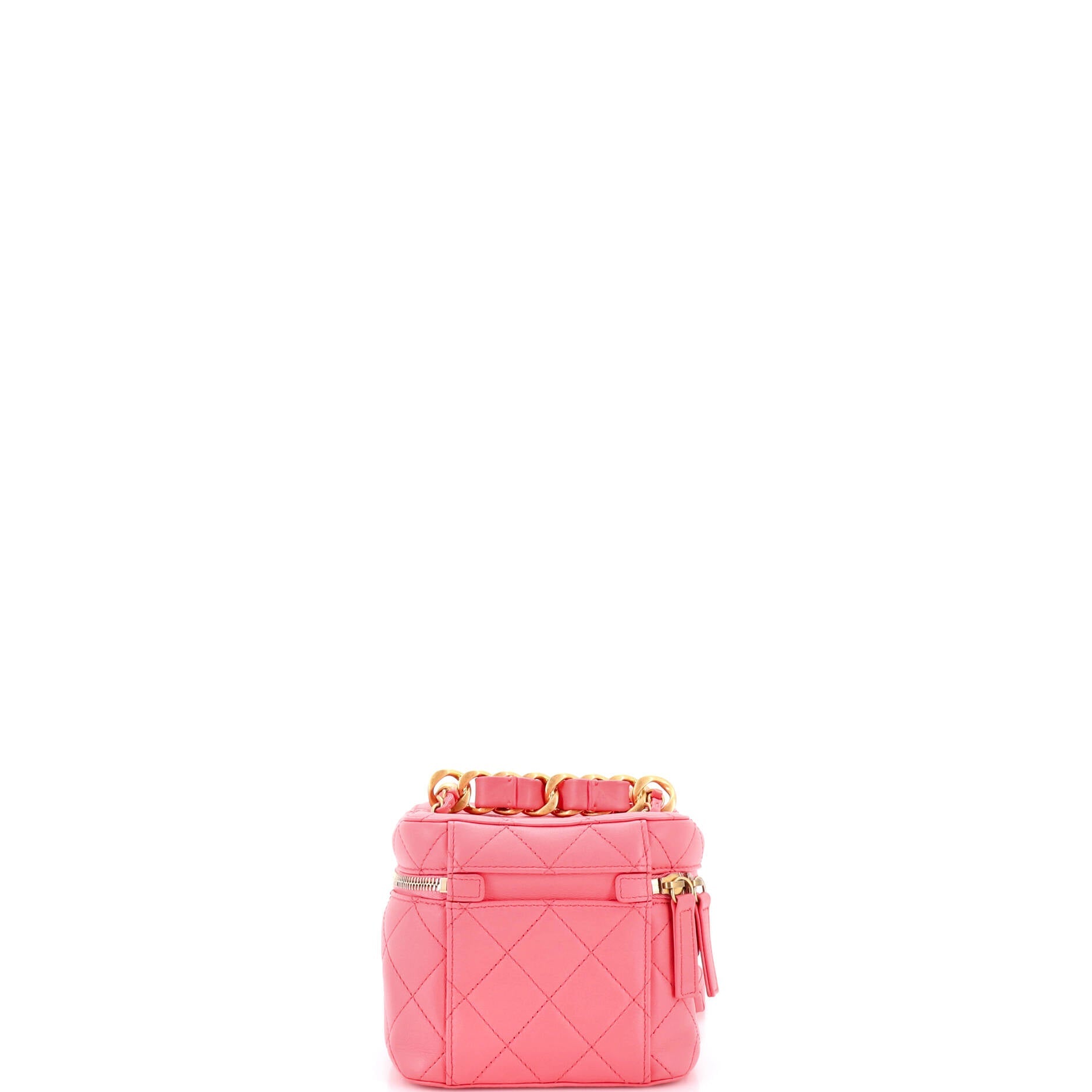 Chain Bar Vanity Case with Chain Quilted Calfskin Small