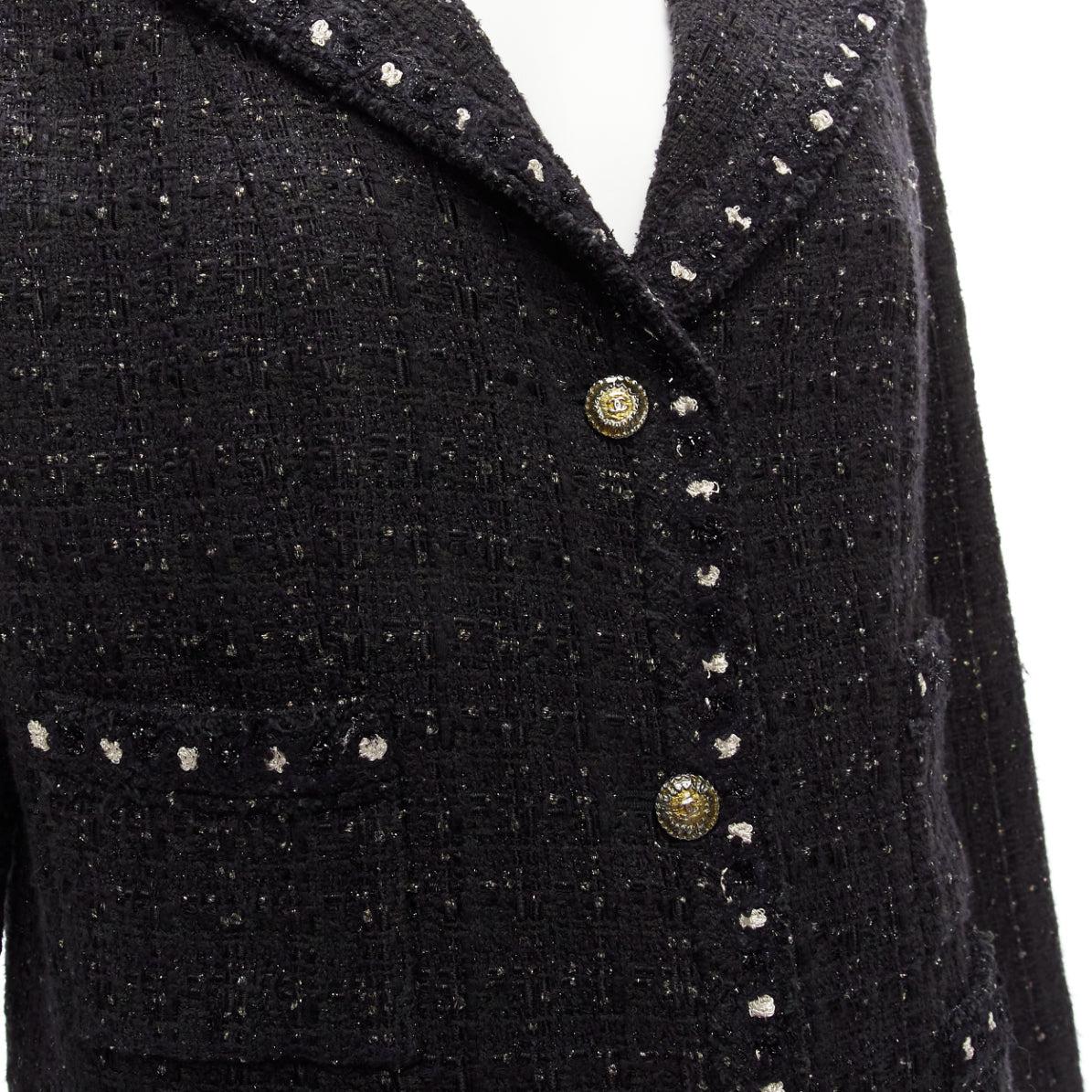 Women's Chanel Fantasy Tweed CC button pocket little jacket