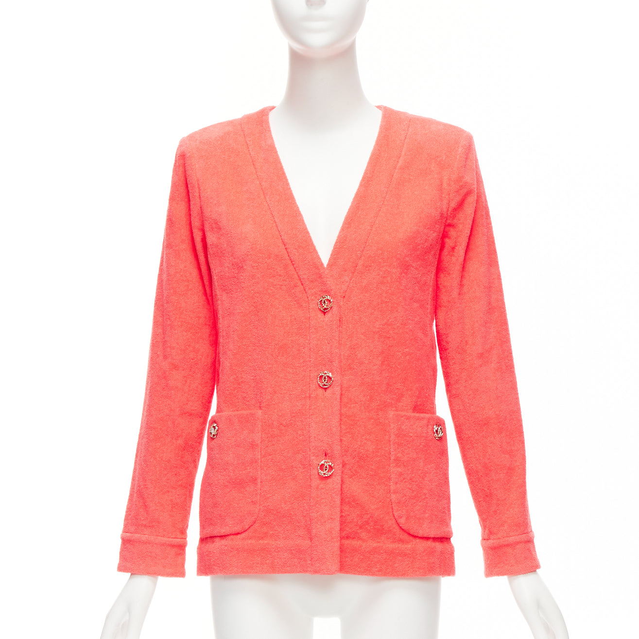 Women's Chanel towel terry cloth CC logo blazer jacket