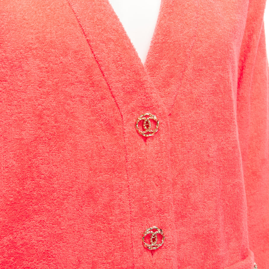 Women's Chanel towel terry cloth CC logo blazer jacket