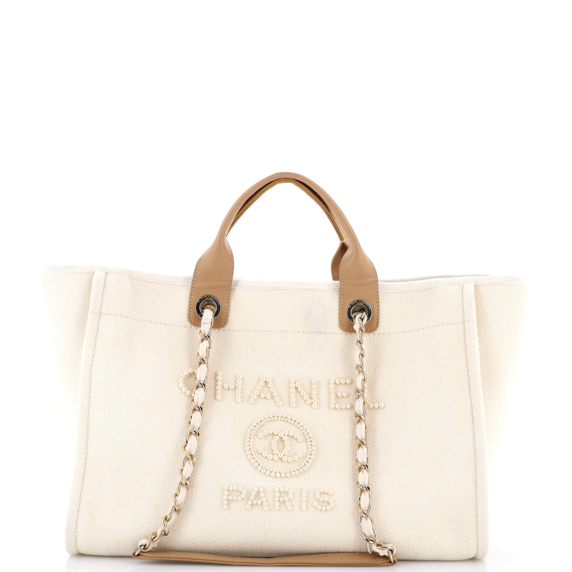 Deauville Tote Pearl Embellished Canvas Medium