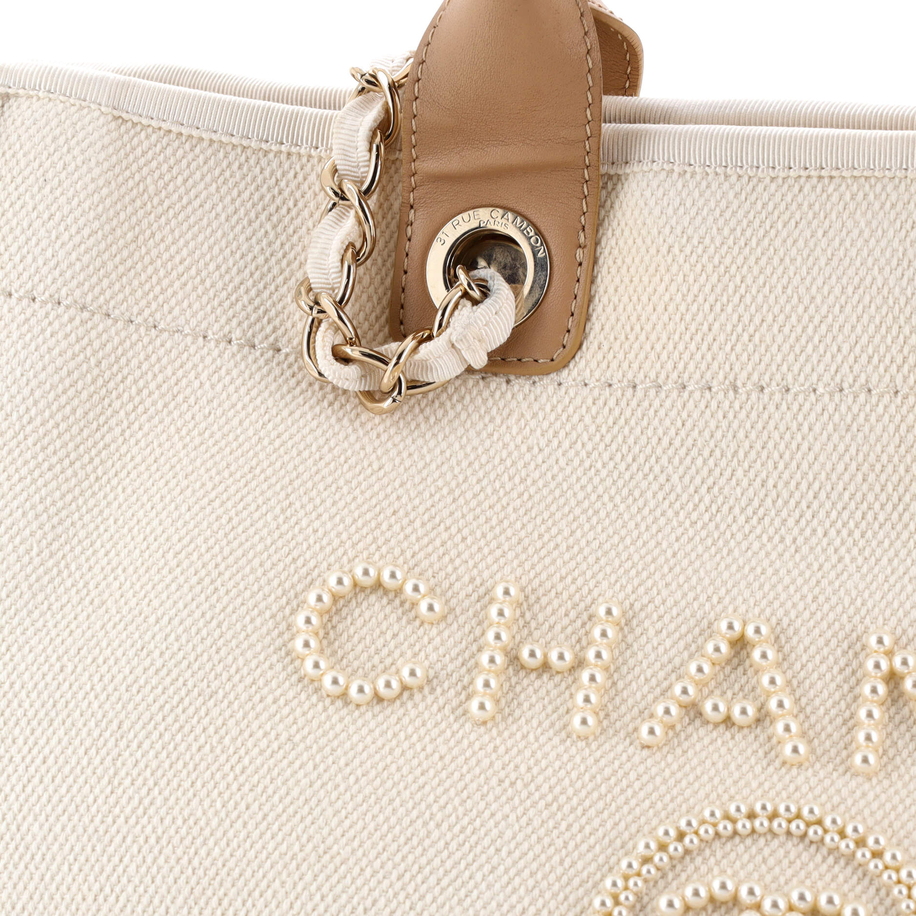 Deauville Tote Pearl Embellished Canvas Medium
