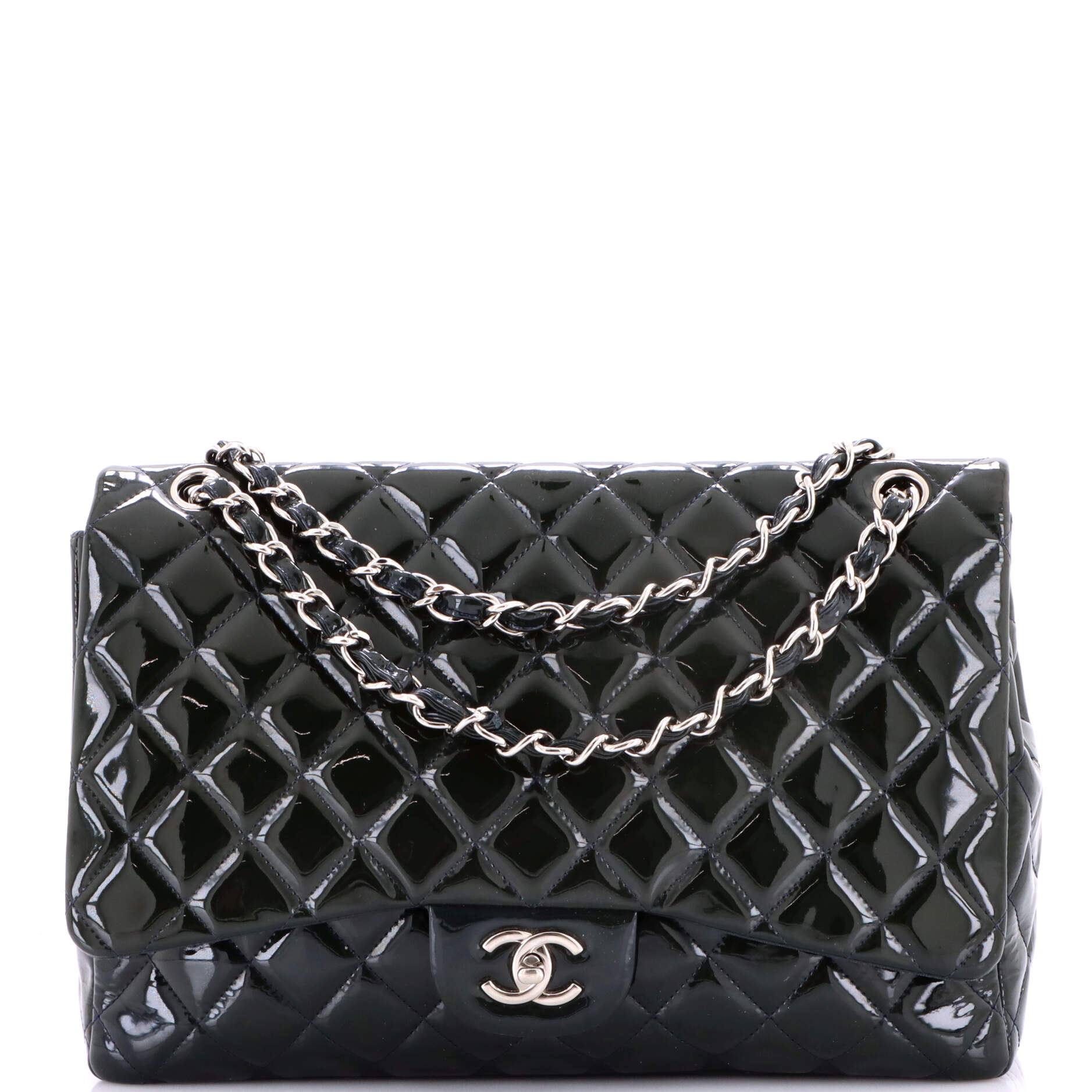 Classic Double Flap Bag Quilted Patent Maxi