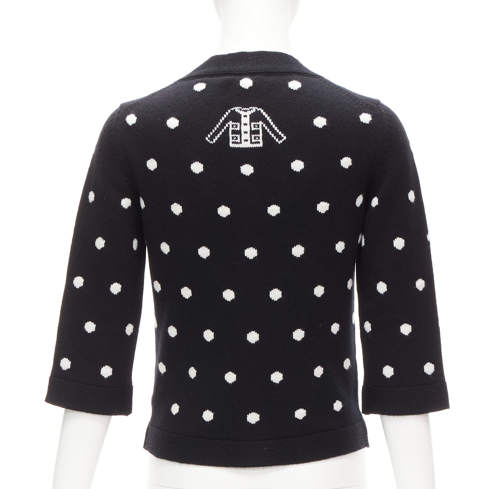 Women's Chanel cashmere silver embellished polka dot cardigan