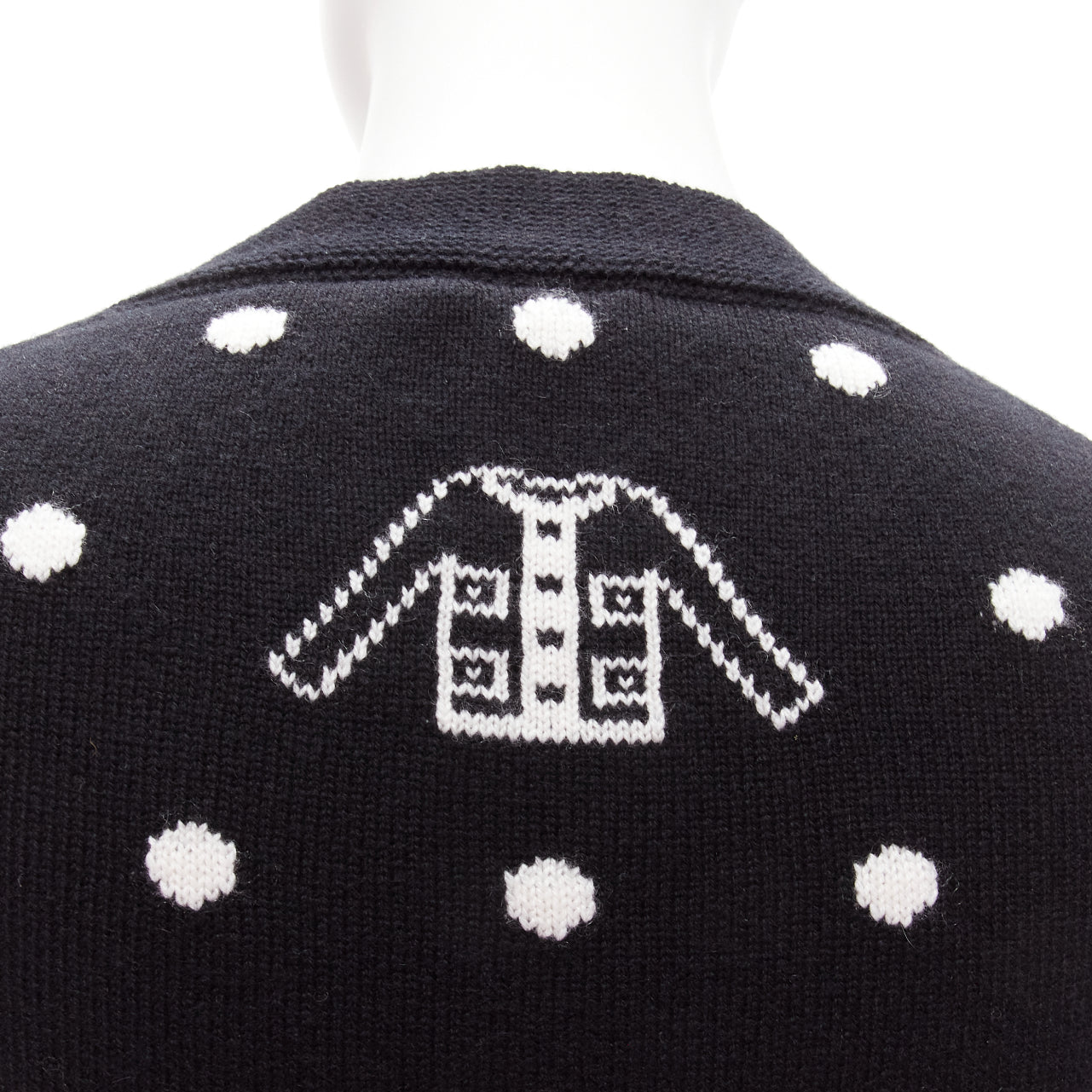Women's Chanel cashmere silver embellished polka dot cardigan