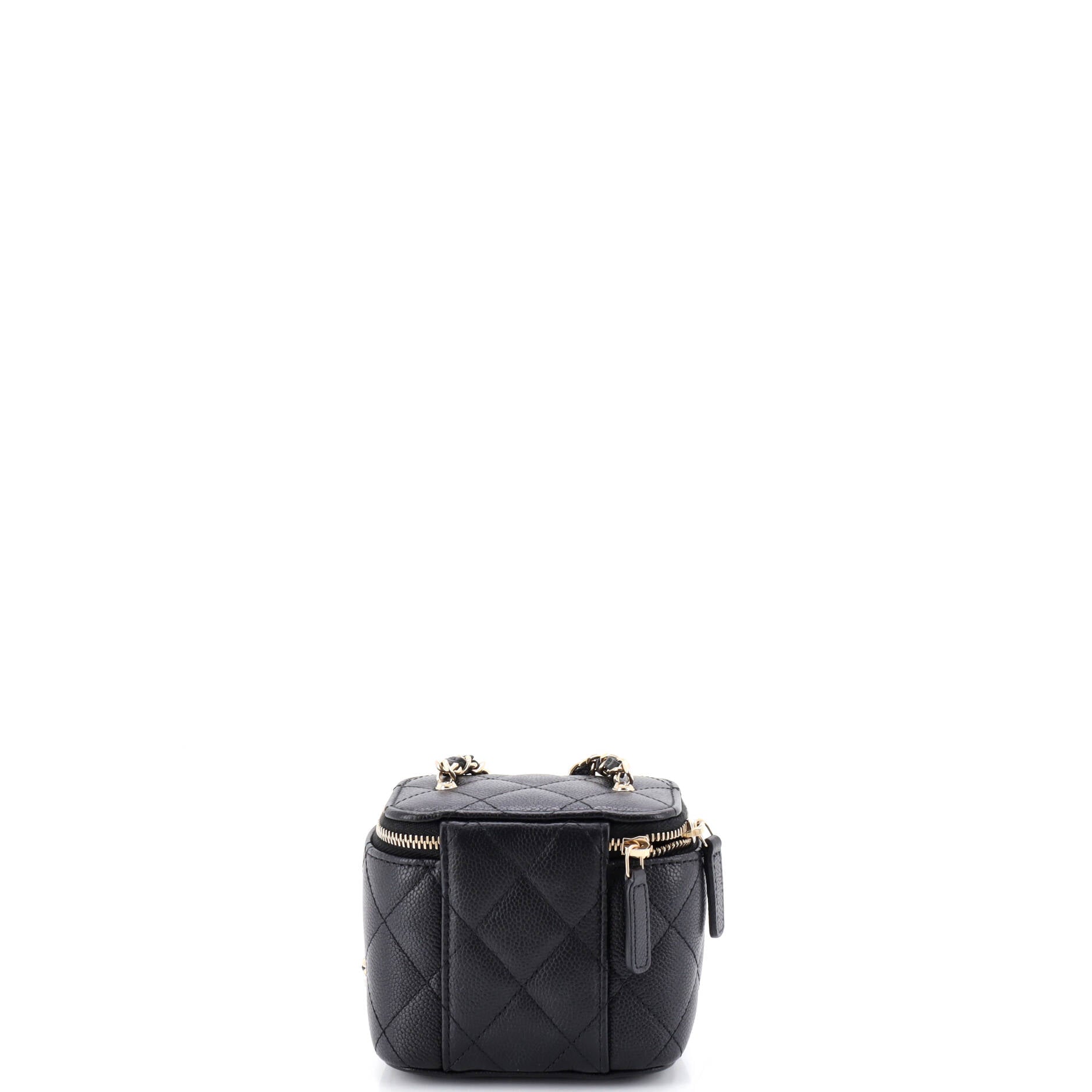 Tiny CC Link Vanity Case with Chain Quilted Caviar Mini