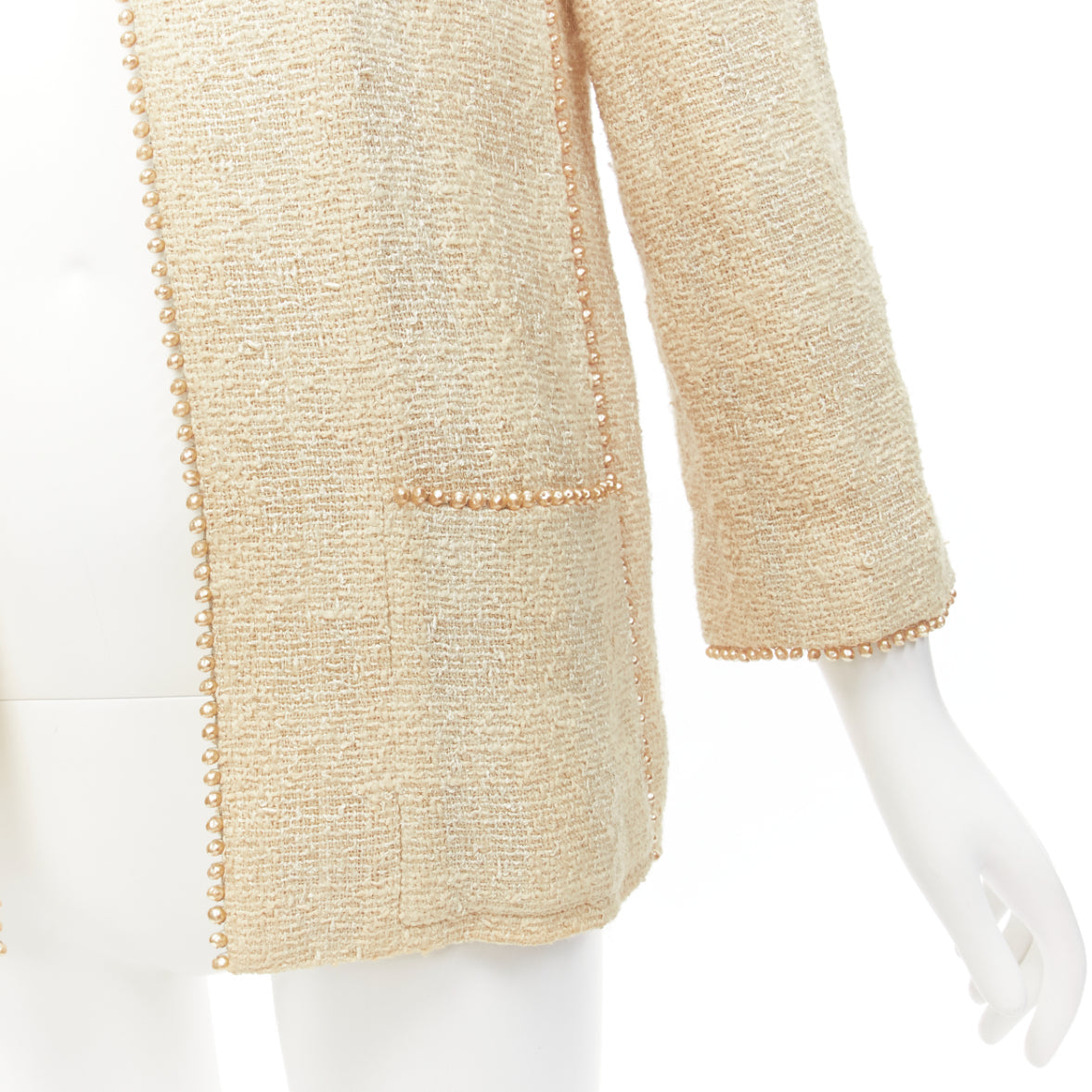 Women's Chanel Karl Lagerfeld P pearl trim boucle tweed jacket