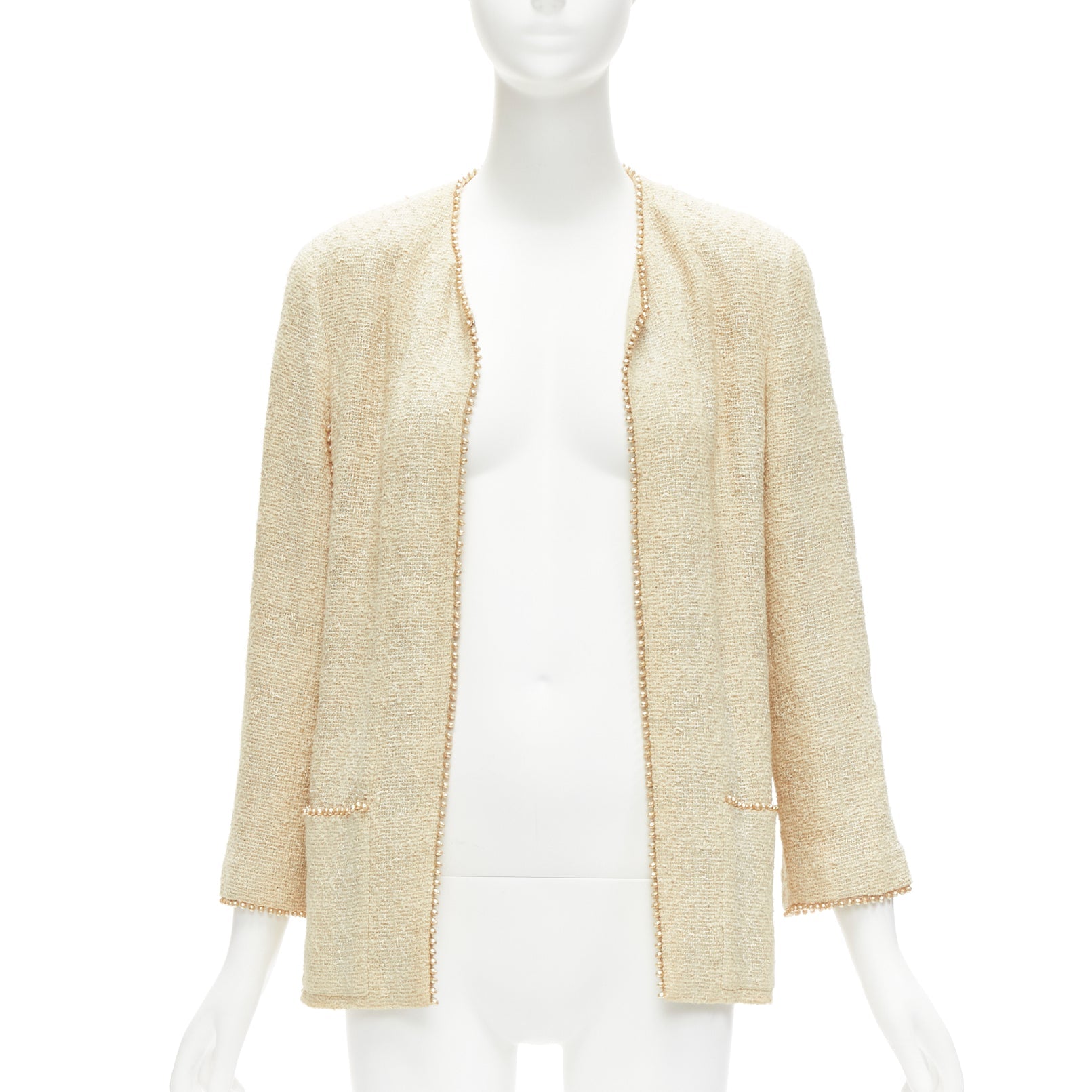 Women's Chanel Karl Lagerfeld P pearl trim boucle tweed jacket