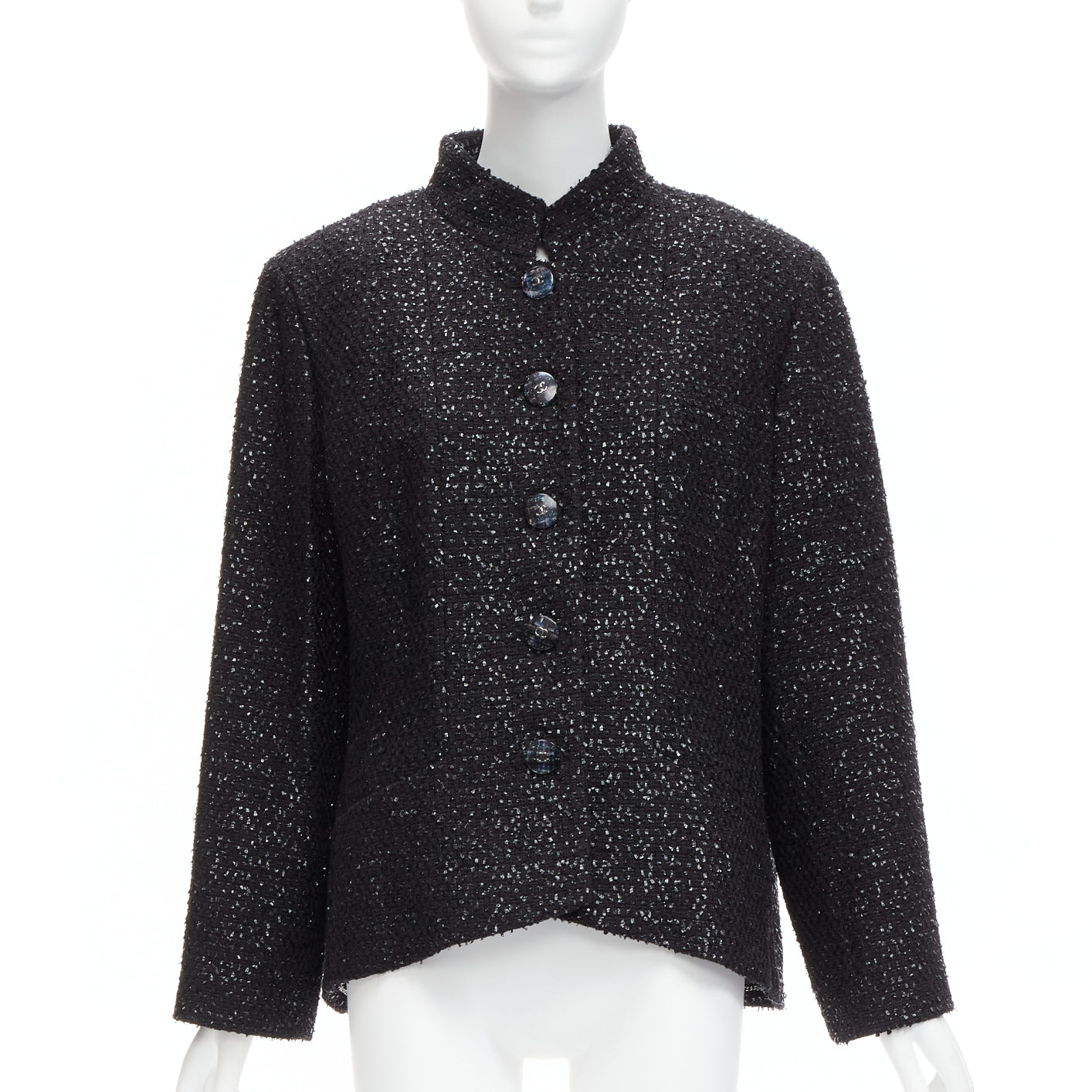 Women's Chanel fantasy tweed lurex cc logo button power jacket