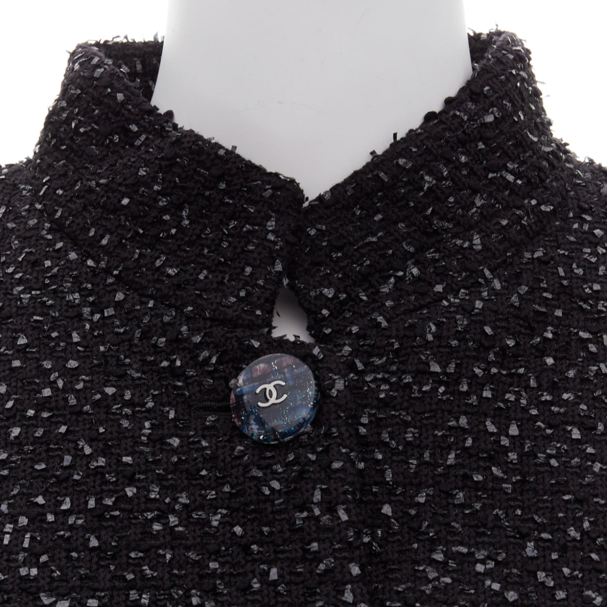 Women's Chanel fantasy tweed lurex cc logo button power jacket