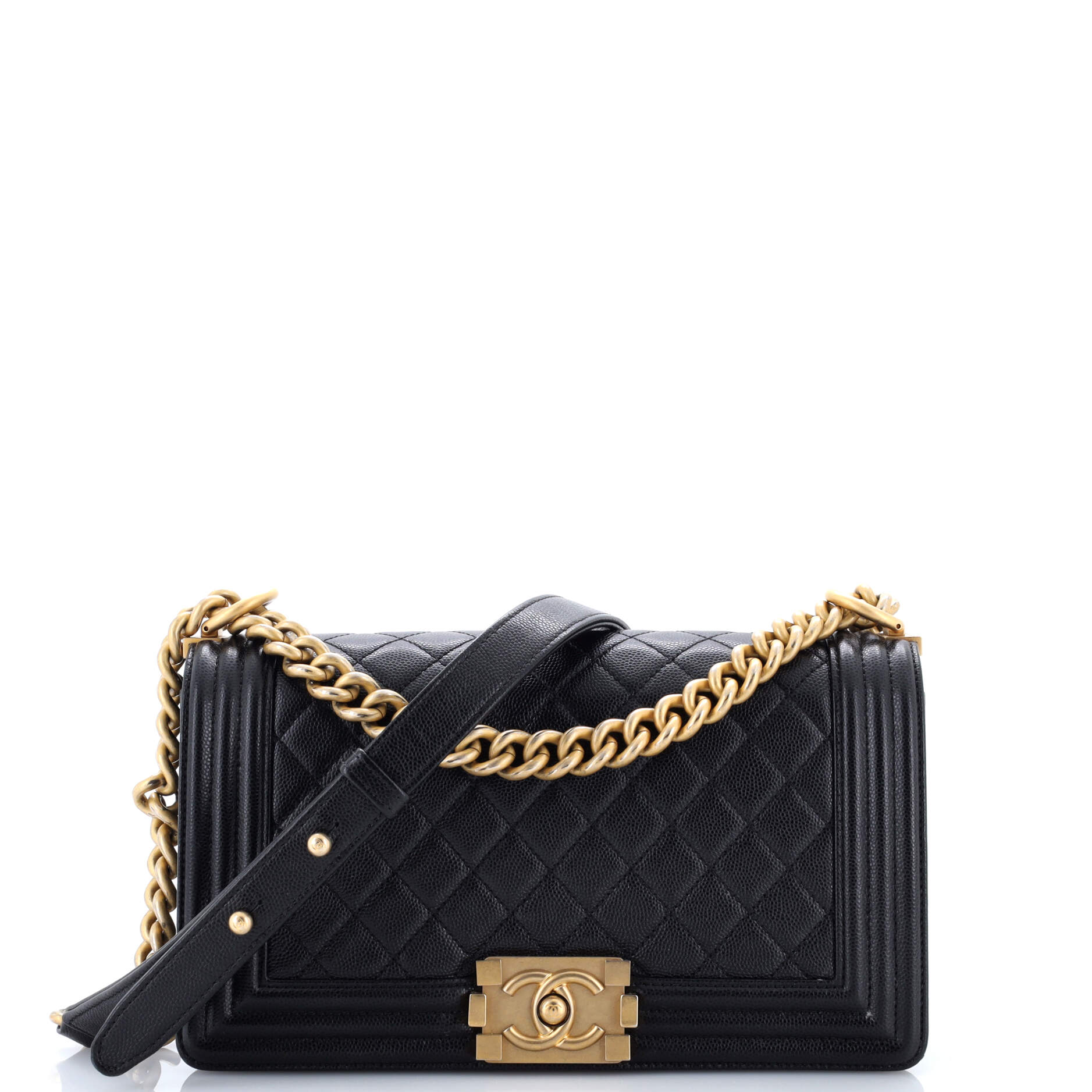 Boy Flap Bag Quilted Caviar Old Medium