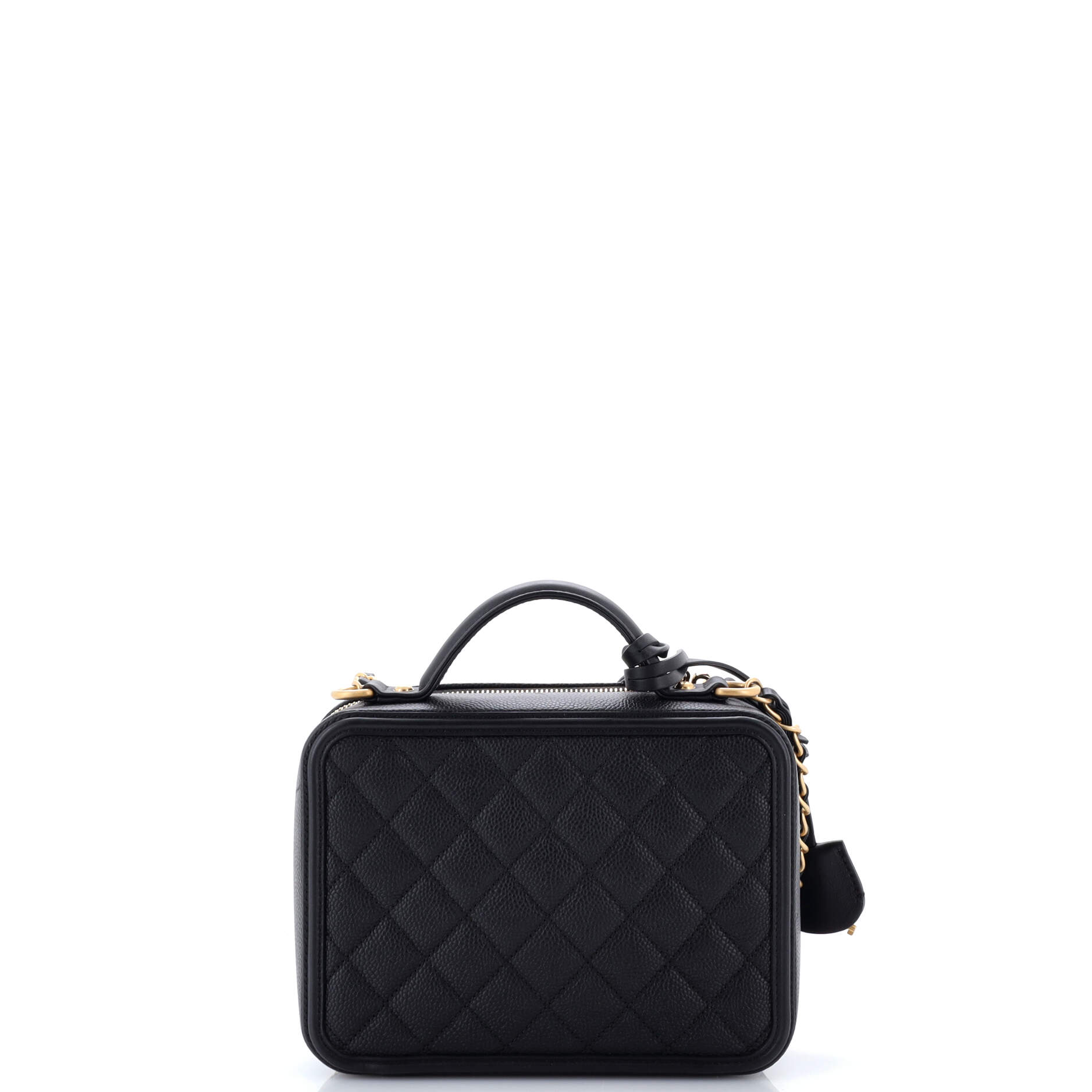 Filigree Vanity Case Quilted Caviar Medium