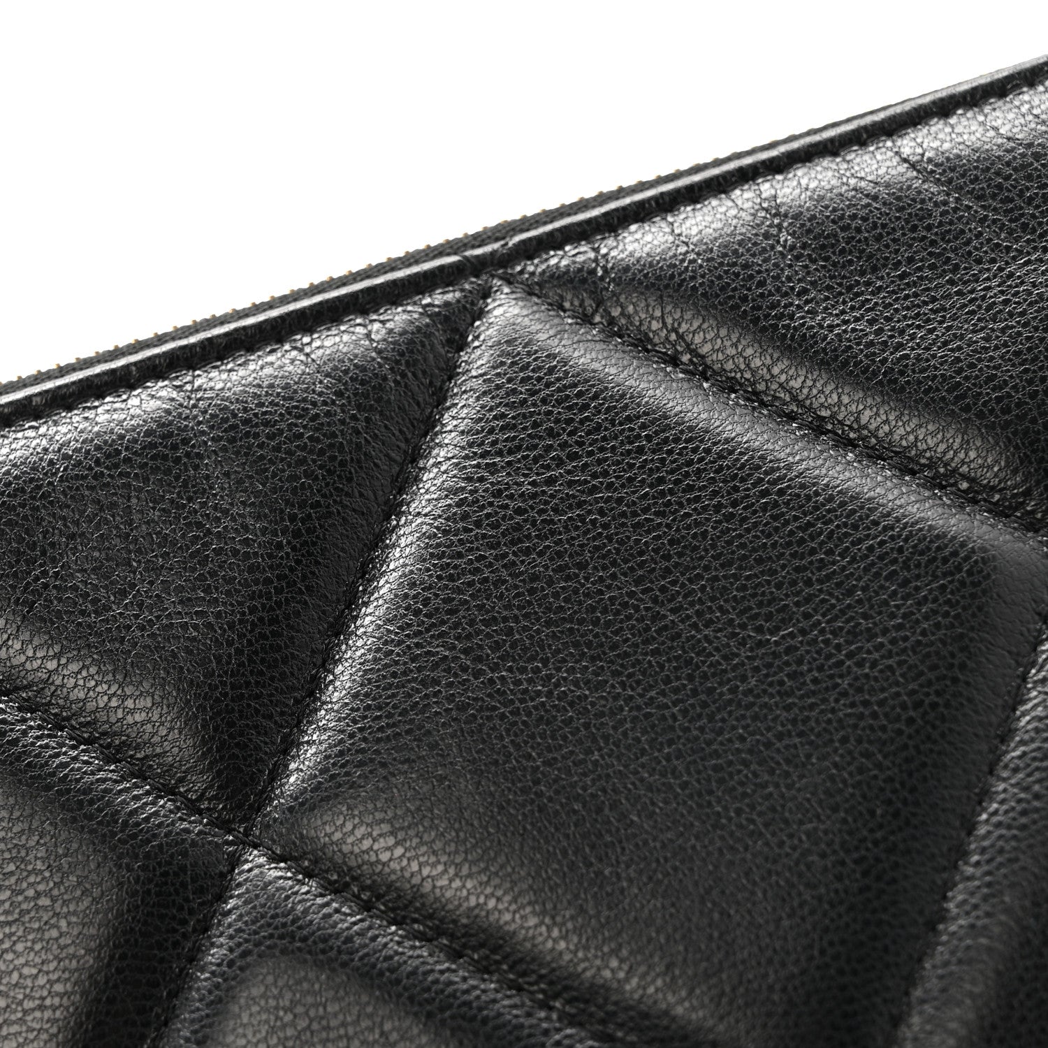 Shiny Goatskin Quilted Small Chanel 19 Pouch Black