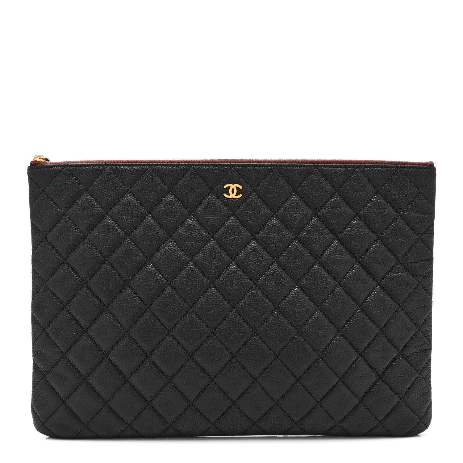 Caviar Quilted Large Cosmetic Case Black