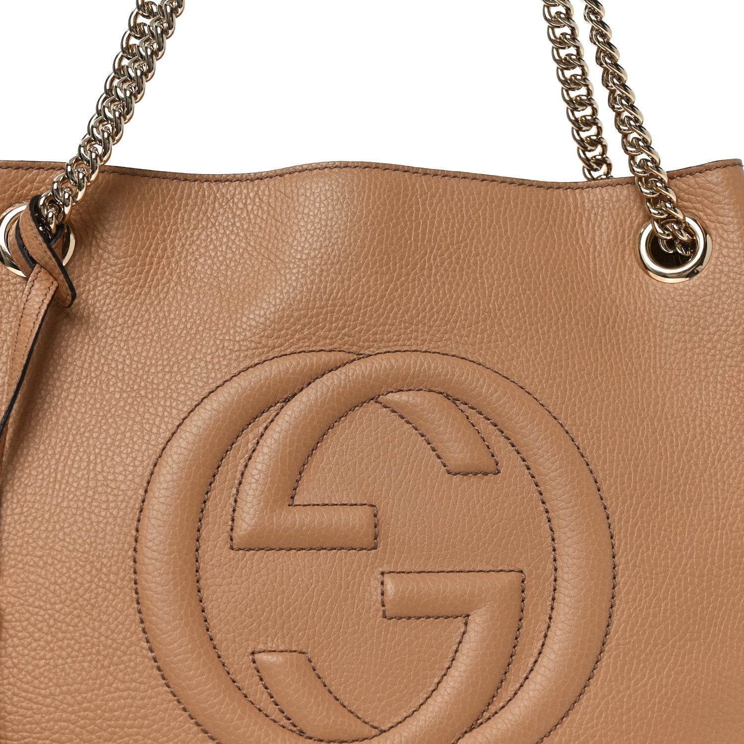 Pebbled Calfskin Medium Soho Chain Shoulder Bag Camelia