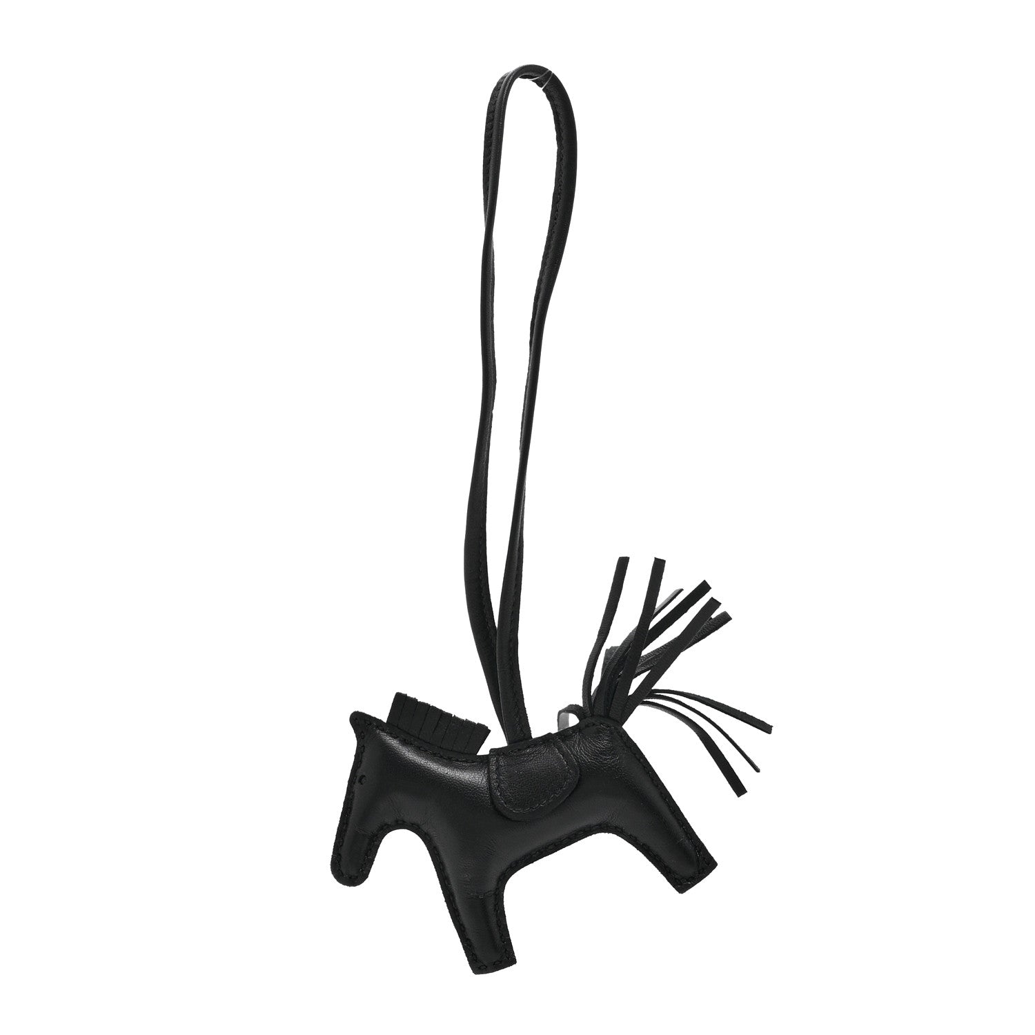 Milo Lambskin Grigri Rodeo Horse Bag Charm PM So Black