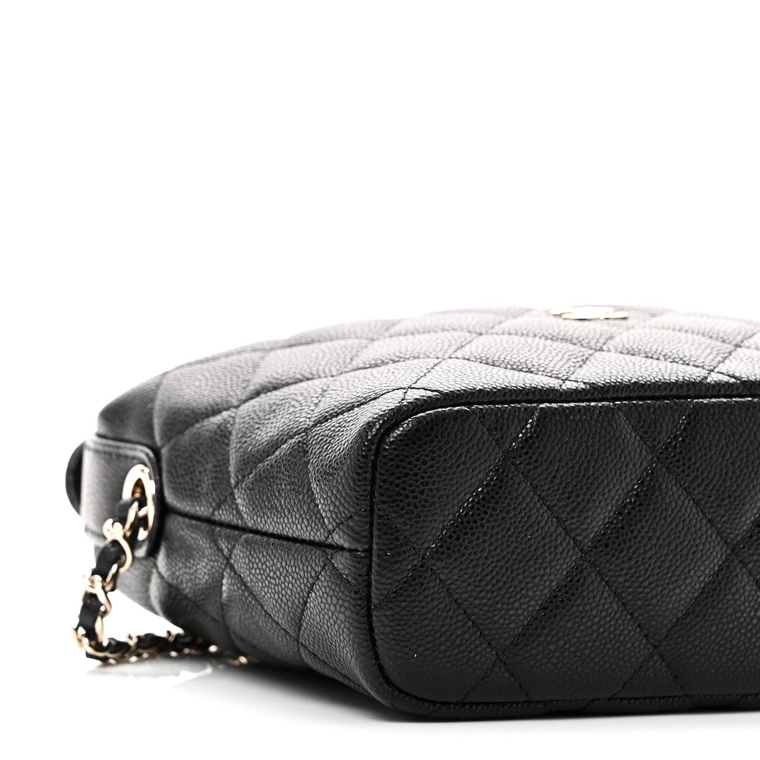 Caviar Quilted Hobo Clutch With Chain Black