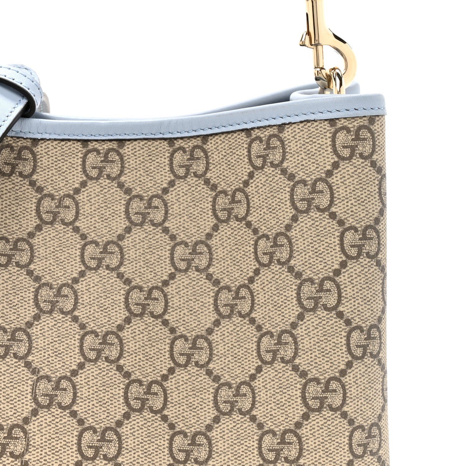 GG Supreme Monogram Emblem Small Shoulder Bag Beige Ebony Light Blue