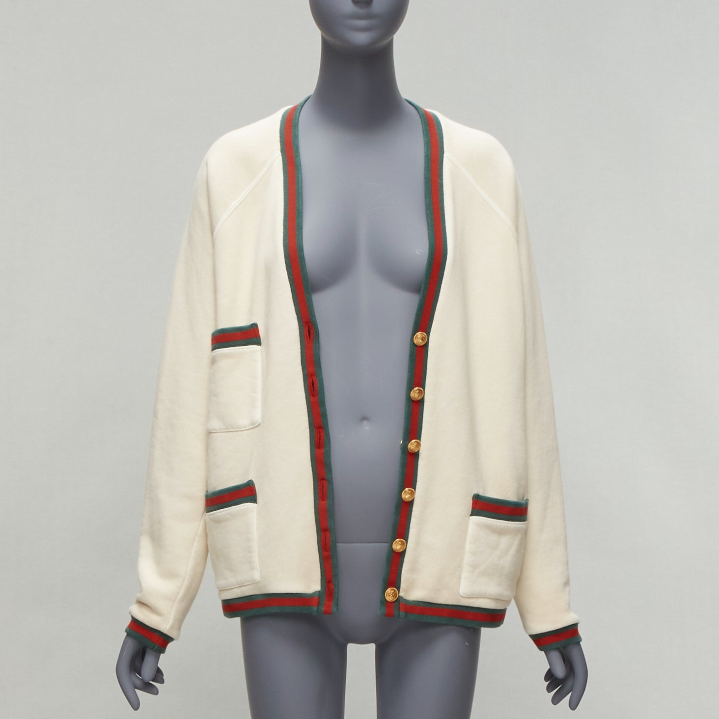 Women's Gucci reversible web button oversized cardigan