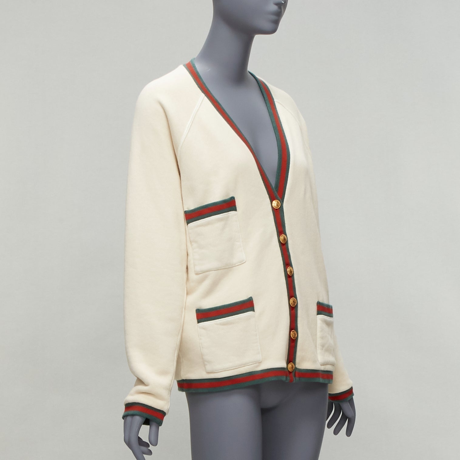 Women's Gucci reversible web button oversized cardigan