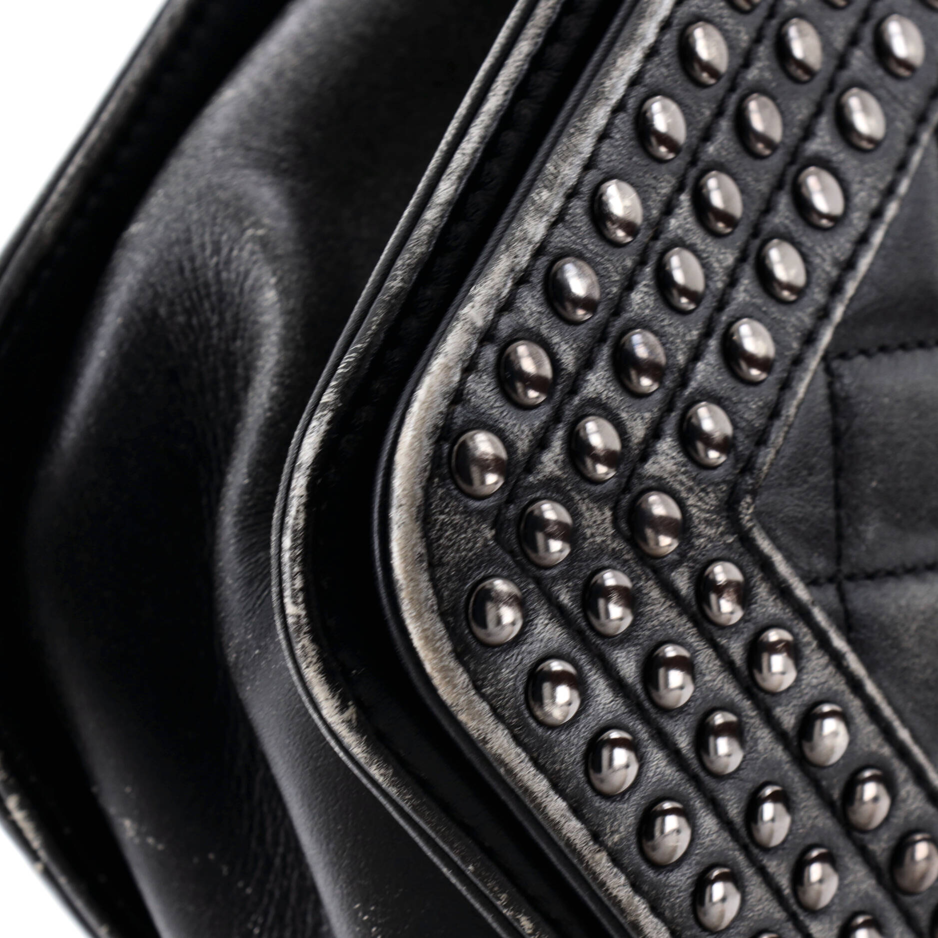 Paris-Dallas Boy Flap Bag Studded Quilted Distressed Calfskin Old Medium